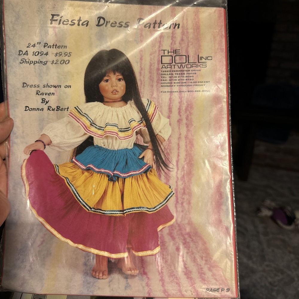 The Doll Artworks Fiesta Dress Pattern For 24" Raven doll Body  Included DA1094